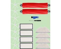 reserveonderdelen en accessoires geschikt voor Roborock Q7/Q7+/Q7 Max/Q7 Max+ stofzuigers. Set bevat: 2 hoofdborstels, 4 schoonmaakdoeken, 4 HEPA-filters, 7 zijborstels en 1 borstelreinigingsgereedschap.