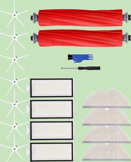 reserveonderdelen en accessoires geschikt voor Roborock Q7/Q7+/Q7 Max/Q7 Max+ stofzuigers. Set bevat: 2 hoofdborstels, 4 schoonmaakdoeken, 4 HEPA-filters, 7 zijborstels en 1 borstelreinigingsgereedschap. — thumbnail 1
