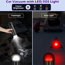 Handstofzuiger - Autostofzuiger - Draagbaar En Draadloos - Luchtblazer - LED/SOS Licht — thumbnail 3