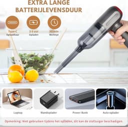 Draagbare Vlekkenreiniger – Kruimeldief Snoerloos Best Verkocht – Vacuum Cleaner – Handstofzuiger – 6 Mondstukken – 9000PA – Grijs — thumbnail 5