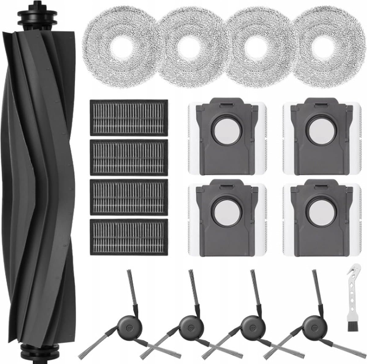 onderdelen compatibel met Dreame X40 Ultra Complete / X40 Pro - Borstels - filters - mop - zakken - hoogwaardige vervanging - set: 1 rolborstel (hoofdborstel) 4 zijborstels 4 stuks HEPA filters in het frame 1 reinigingsborstel 4 stuks dweilen 4zakken — afbeelding 1