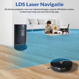 TONIHOMI® V8pro Robotstofzuiger Met Dweilfunctie - Robotstofzuiger met leegstation - Robotstofzuiger met laadstation - LDS Laser navigatie - Robotstofzuiger huisdieren - Dweilrobot - Zwart — thumbnail 2