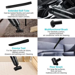 15 kPa handstofzuiger accutestwinnaar - draadloos 120 W handstofzuiger met sterke zuigkracht - oplaadbaar nat/droogzuiger - wasbare filter - schone handstofzuiger voor auto en huis. — thumbnail 2