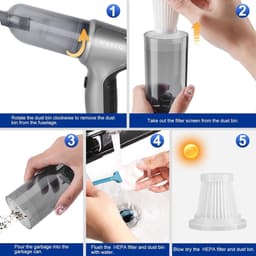 Handstofzuiger - Snoerloos - Krachtige Zuigkracht - USB Oplaadbaar - Nat-Droog - Auto Huis Kantoor - Huisdierhaar — thumbnail 2