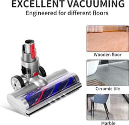 Gemotoriseerde roterende Borstel -Compatible met - geschikt voor Dyson V7 V8 V10 V11 V15 -Turboborstel Zuigmond Elektrisch Mondstuk - Directe aandrijving – Accessoires -Vloerborstel met 4 LED-lampen voor tapijten en harde vloeren — thumbnail 4