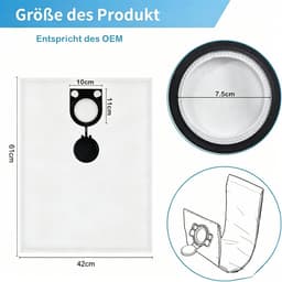 10 stuks - Stofzuigerzakken geschikt voor Starmix- Microsafe - geschikt voor Stofzuigerzakken Bosch stofzuigers - hoog rendement stofzakken geschikt voor Metabo ASR 25L 35L Bosch GAS25 GAS35M BSH20 Starmix FBV20 25 35 vacuüm vervangende onderdelen — thumbnail 2