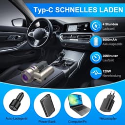 Draagbare Kruimeldief - Mini Stofzuiger - Auto Interieur Reinigen - 18000 Pa Sterke Zuigkracht - 0.5 Liter - Zwart — thumbnail 2