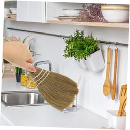 Bezem en blik - Mini bezemset - Bureau reinigen - Ergonomisch handvat - 25.5 cm - Natuurlijk — thumbnail 3