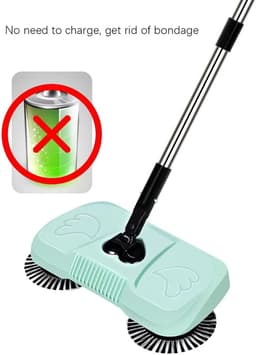 Veger Mop Stofzuiger - Vloerreiniger Handmatig - Huishoudelijk Schoonmaken - Drie-in-één Functionaliteit - 1 Stuks - Mintgroen — thumbnail 5