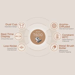 JIGOO T600 Matrasstofzuiger voor Bedden – Dubbel Cup-ontwerp, 99,99% Huisstofmijtverwijdering met Geurverspreidingssysteem, Wit, EU-stekker — thumbnail 3