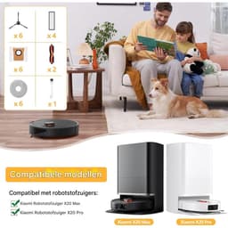 GELLDG Stofzuigeronderdelen - 25 Stuks - Huishoudelijke apparaten - Geschikt voor Xiaomi X20 Max / X20 Pro Saugroboter - Incl. 6 Staubbeutel, 6 Wischpads, 2 Hauptbürsten, 6 Seitenbürsten, 4 HEPA Filters en 1 Reinigungsbürste — thumbnail 3
