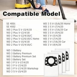 6stuks - Geschikt voor de stofzakken SE4002 (niet-geweven) van de Karcher WD2/WD3/KD3 serie stofzuigers - stofzakken/opvangzakken - geschikt voor SE4001 - SE4002. — thumbnail 2