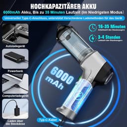Draagbare Stofzuiger - Schoonmaker - Auto en Thuis - 4-in-1 Functie - 200 ml - Zilverzwart — thumbnail 5