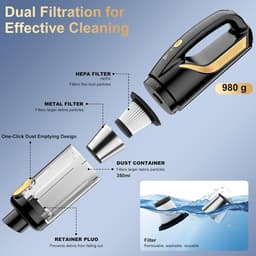 Draagbare Kruimeldief - Auto Stofzuiger - Snel Opruimen - 4-in-1 Multifunctioneel - 27000 Pa - Zwart — thumbnail 5
