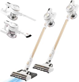 AG4400+ Steelstofzuiger Draadloos met Dweilfunctie – 2 in 1 Steelstofzuiger & Kruimeldief – Krachtige Draadloze Stofzuiger – Sterke Zuigkracht – Geschikt voor Dierenharen – Lichtgewicht & Stil – Handstofzuiger – White Gold Edition – — thumbnail 1