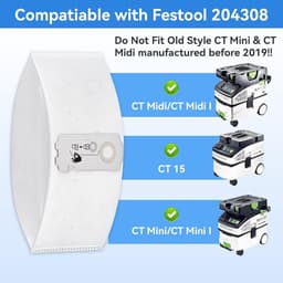 10 stuks Stofzuigerzakken compatibel met 204308 - Festool CT MINI CT MINI I CT MIDI en CT MIDI I - CTC MINI/MIDI en CT 15 - Vervangende stofzakken — thumbnail 5