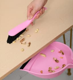 Mini Handbezem - Stoffer en Blik - Bureau Schoonmaken - Zacht en Duurzaam - 20 x 31 cm - Roze — thumbnail 2
