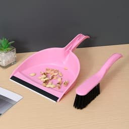 Mini Handbezem - Stoffer en Blik - Bureau Schoonmaken - Zacht en Duurzaam - 20 x 31 cm - Roze — thumbnail 4
