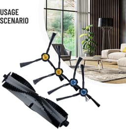 Hoofdrolborstel zijborstelset - Reserveonderdelen robot - Robotstofzuiger onderhoud - Compatibel met diverse modellen - 1 hoofdborstel 4 zijborstels - Zoals afgebeeld — thumbnail 3