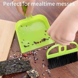 Mini Stofpan Borstel - Reinigingsset - Kleine Oppervlakken Schoonmaken - Duurzaam Kunststof - 3 Stuks - Groen — thumbnail 4