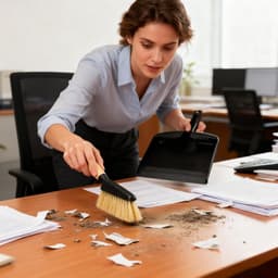 Bezem en veegschep - Reinigingsset klein - Bureau opruimen - Compact ontwerp - 33.5 cm - Zwart — thumbnail 3