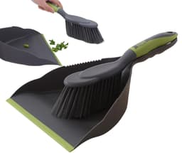 Kleine bezem stoffen set - Handveger blik - Snelle schoonmaak - Stevig PP materiaal - Compact formaat - Zwart — thumbnail 1
