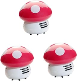 Mini Stofzuiger Set - Tafelstofzuiger Bureau - Kruimels Verwijderen - Draadloos Werking - 3 Stuks - Rosé Rood — thumbnail 1