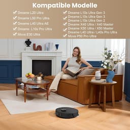 Dweilpads reserveonderdelen - Set van 6 vervangende doekjes geschikt voor Dreame L10s Ultra Gen 2 / L10s Pro Ultra / X40 / X50 Ultra / X50 Master / L40 Ultra AE / L40 Ultra/Mova E30 Ultra / P50 Pro Ultra - diameter 135mm - rond - grijs — thumbnail 3