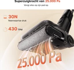 Roborock F25 ACE Pro-Vloerreiniger-Nat Droog Stofzuiger-Elektrische dweil-JetFoaming-Technologie tegen Hardnekkige Vlekken-25000 Pa-wielen ondersteund door AI-Anti-Klits Rol voor Huisdierhaar-180° Plat Ontwerp-Zelfreiniging Hoge Temperatuur-via app — thumbnail 5