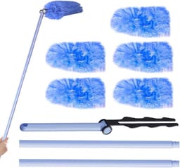 Microfiber Stoffer - Verstelbare Telescoopsteel - Hoge Oppervlakken Reinigen - 180 Graden Draaibaar - 80 cm - Grijs — thumbnail 1