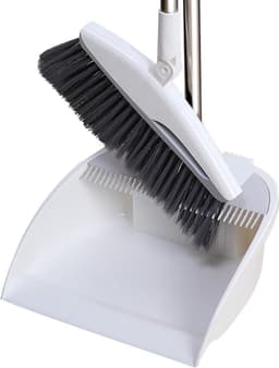 Stoffer en blik - Vegen set - Huishoudelijk schoonmaken - Roestvrij staal handvat - 92 cm bezem - Grijs — thumbnail 1