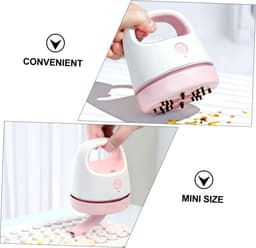 Draagbare Mini Stofzuiger - Bureau Reiniger - Kruimels Verwijderen - USB Oplaadbaar - 9.9 cm - Roze — thumbnail 2
