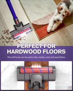 Geschikt voor Stofzuigeropzetstuk voor Dyson V15 V8 V7 V10 V11 Dyson Hardhouten Vloeropzetstuk met Grote Flexibele Roller Zachte Roller Borstelkop Vervanging met LED-lamp — thumbnail 4