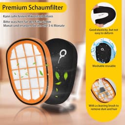 SOLLBRY® - 2x Filter Geschikt Voor Philips Speedpro Max Aqua 7000 En 8000 Serie - FC5005/01, CP1100/01, CP0663/01 Vervanging Schuimrubber - Steelstofzuiger - Geschikt voor Philips Speedpro Max Schuimfilter - Met Reinigingsborstel — thumbnail 5