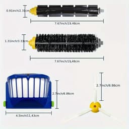 Set van 10 Vervangende Onderdelen voor iRobot Roomba 500 & 600 Serie – Inclusief 1 Hoofdrolborstel, 1 Klopborstel, 3 HEPA Filters, 3 Zijborstels, 2 Reinigingshulpmiddelen – Compatibel met 614 620 650 660 680 690 695 675 671 677 655 645 595 585 564 — thumbnail 3