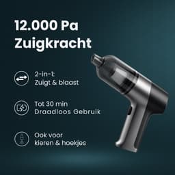 Purgato Autostofzuiger - Draadloos - 12.000 Pa - 2-in-1 Zuigen & Blazen - Type-C - Incl. Accessoires — thumbnail 4