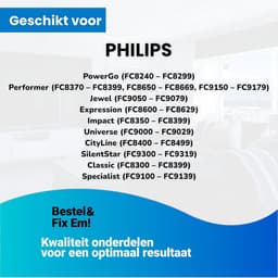 Fixem® stofzuigerzakken geschikt voor Philips, AEG, Electrolux, Tornado, Zanussi - PowerGo - nr. Classic Long Performance - PH99 - FC8021/03 - FC8021/05 - GR201 - GR201S - GR201SM - S Bag - 10 Stuks — thumbnail 4