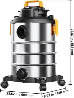 Nat-/droogzuiger voor werkplaatsen, 30 l, 6 pk, roestvrij staal, krachtige zuig- en blaasfunctie, draagbaar met opzetstukken, ideaal voor tapijten en vuil, zilver + zwart — thumbnail 3