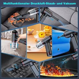 COVREO Draadloze kruimelzuiger met 3 standen en LED – 18x11x6 cm – Handstofzuiger met 6300Pa – voor auto, huis, kantoor – Zwart rood — thumbnail 3