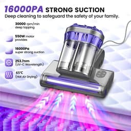 ITRONIQ Matrasstofzuiger met UV-C Licht – 550W 16 kPa – HEPA Filter – 65 °C Warmte – Voor Matras, Bed & Bank – Met Snoer — thumbnail 4