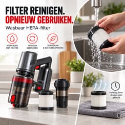 Steelstofzuiger V12 Draadloos 2-in-1 - Kruimeldief - Draadloze Stofzuiger - Vacuum Cleaner - Lichtgewicht met HEPA-filter — thumbnail 5