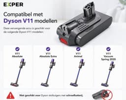EXPER – Accu geschikt voor Dyson V11 Absolute Pro, Fluffy en Motorhead – Click Type – Li-ion — thumbnail 3