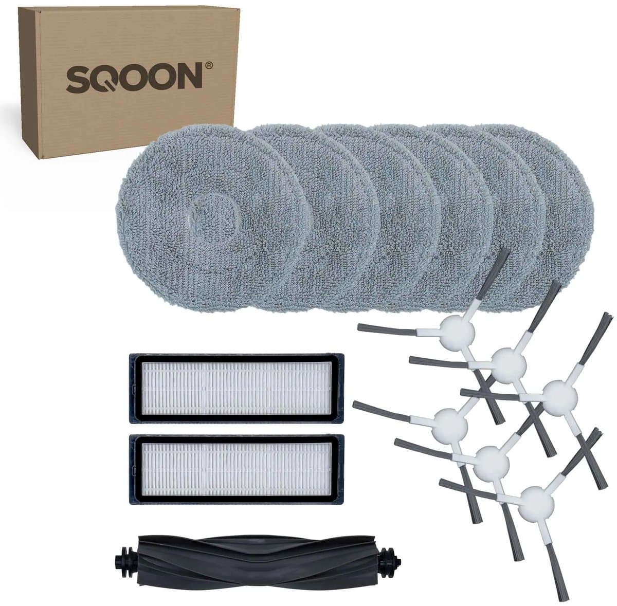 SQOON® vervangingsset geschikt voor Dreame L10s Pro robotstofzuiger - 15-delige onderhoudskit met HEPA-filters, zijborstels, borstelrol en dweilpads — afbeelding 1