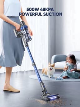 Steelstofzuiger - Vacuum Cleaner - Draadloze Stofzuiger- Kruimeldief Snoerloos - 500W - 48KPA Zuigkracht - Handstofzuiger - Tot 55 Min Oplaadtijd - Anti-Winding Borstel en 1.5L Groot Stofreservoir - voor Tapijt, Vloer & Auto — thumbnail 1