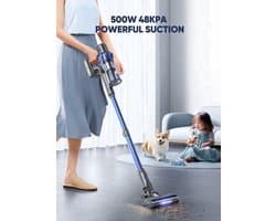 Steelstofzuiger - Vacuum Cleaner - Draadloze Stofzuiger- Kruimeldief Snoerloos - 500W - 48KPA Zuigkracht - Handstofzuiger - Tot 55 Min Oplaadtijd - Anti-Winding Borstel en 1.5L Groot Stofreservoir - voor Tapijt, Vloer & Auto