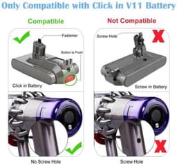 Stofzuigeraccu - 6000 mAh Li-ion - 25.2V - Click-in - Voor Dyson V11 V15 — thumbnail 2