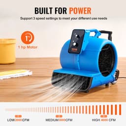 Production of Ideas Vloerblazer - Tapijtdrogerventilator - Luchtverplaatser Voor Het Drogen & Koelen - Compact - Blauw — thumbnail 3