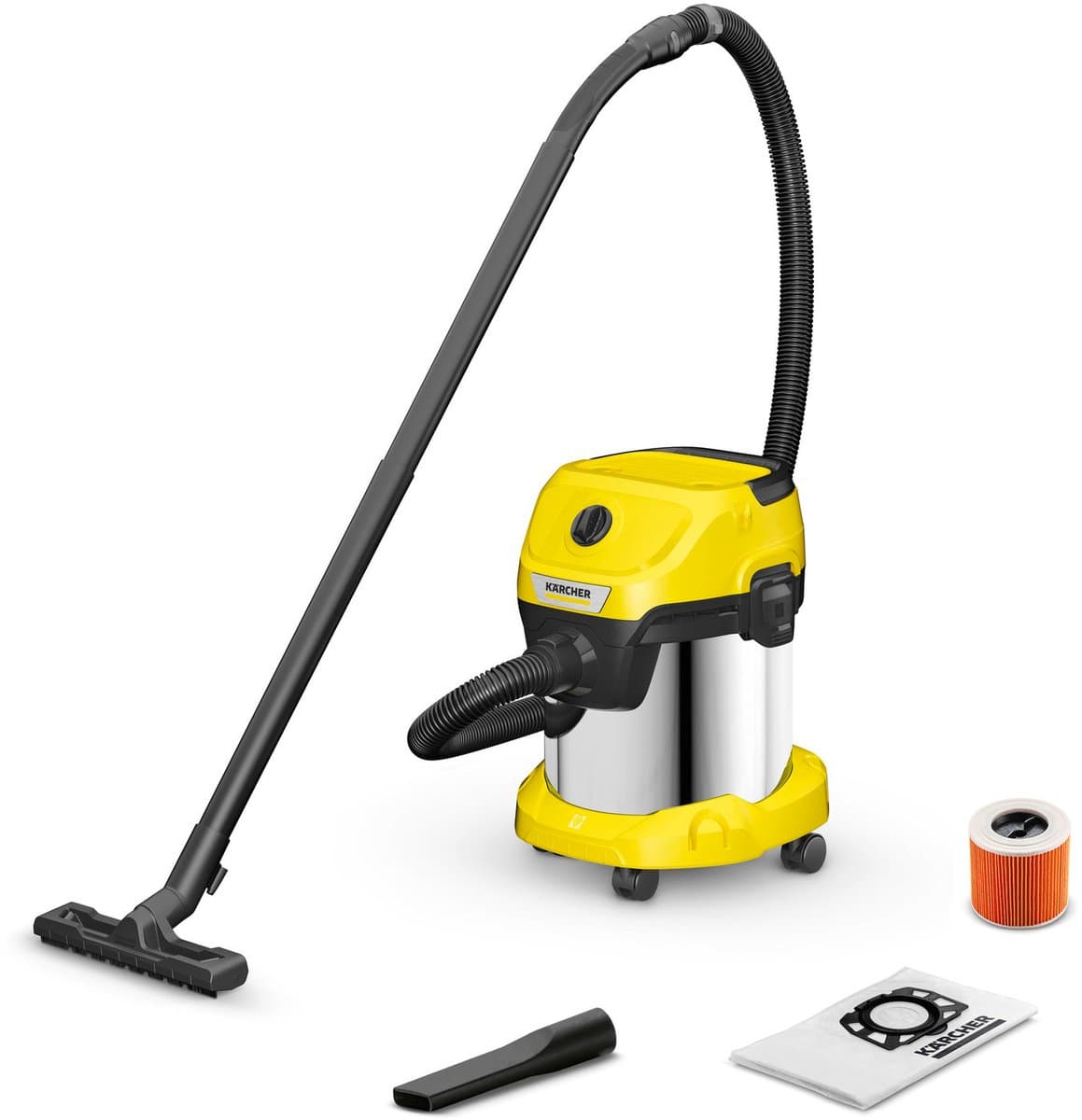 Karcher WD 3 S V-15/4/20 voor droog, nat, fijn, grof zuigen, blaasfunctie, stopkontakt — afbeelding 1