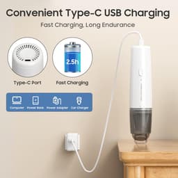 Kruimeldief - Handstofzuiger - Draadloze Stofzuiger - Autostofzuiger - Draagbare Stofzuiger - Kruimelzuiger - USB Oplaadbaar - Sterke Zuigkracht - Wasbaar Filter - Inclusief 2 Filters - Draadloos - - Zonder Zak - Compact - Wit - 1 Stuk — thumbnail 5