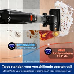 Grenintol Vloerreiniger 3-in-1 – Nat- en Droog Stofzuiger – Met Dweilfunctie – 15kPa – 180° Platliggend – Zelfreiniging met Geëlektrolyseerd Water – Automatische Droging – Dubbelzijdige Randreiniging – 35 Min Accuduur – Oranje — thumbnail 5